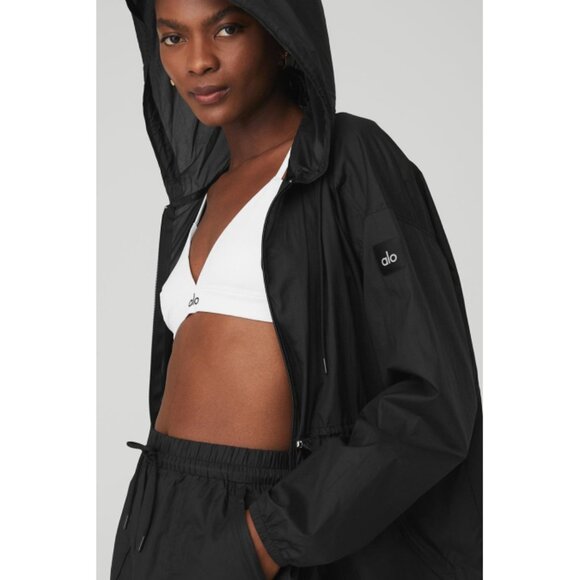 NEW Alo Cloud Nine Jacket Black Lightweight Hooded Hood Long Hoodie Windbreaker - Picture 3 of 10